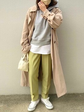 「reca（レカ）のアイテム（トレンチコート）」を使った、recastaffさん（レディース・158cm）の冬コーディネート