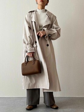 「reca（レカ）のアイテム（トレンチコート）」を使った、recastaffさん（レディース・156cm）の冬コーディネート