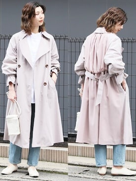 「reca（レカ）のアイテム（トレンチコート）」を使った、recastaffさん（レディース・165cm）の春コーディネート