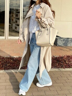 「reca（レカ）のアイテム（トレンチコート）」を使った、recastaffさん（レディース・165cm）の春コーディネート