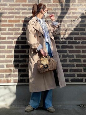 「reca（レカ）のアイテム（トレンチコート）」を使った、recastaffさん（レディース・165cm）の春コーディネート