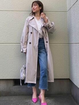 「reca（レカ）のアイテム（トレンチコート）」を使った、recastaffさん（レディース・160cm）の春コーディネート