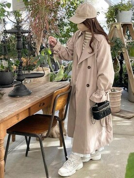 「reca（レカ）のアイテム（トレンチコート）」を使った、recastaffさん（レディース・156cm）の春コーディネート