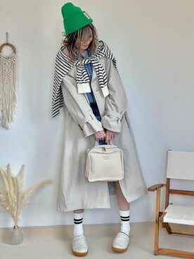 「reca（レカ）のアイテム（トレンチコート）」を使った、recastaffさん（レディース・166cm）の春コーディネート