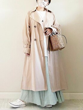 「reca（レカ）のアイテム（トレンチコート）」を使った、recastaffさん（レディース・156cm）の春コーディネート
