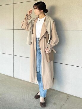 「reca（レカ）のアイテム（トレンチコート）」を使った、recastaffさん（レディース・165cm）の春コーディネート