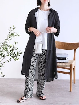 「reca（レカ）のアイテム（シャツワンピース）」を使った、recastaffさん（レディース・165cm）の夏コーディネート