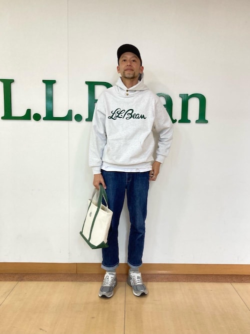 値下げ　美品　ラッセル　エルエルビーン　霜降りパーカーyouthXL アメリカ製 USA製 90s L.L.Bean by RUSSELL ATHLETIC Half-Button Sweat