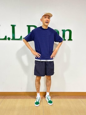 「L.L.Bean（エルエルビーン）のアイテム（帽子）」を使った、hinoshirouさん（メンズ・186cm）の夏コーディネート