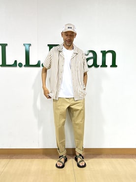 「L.L.Bean（エルエルビーン）のアイテム（帽子）」を使った、hinoshirouさん（メンズ・186cm）の夏コーディネート