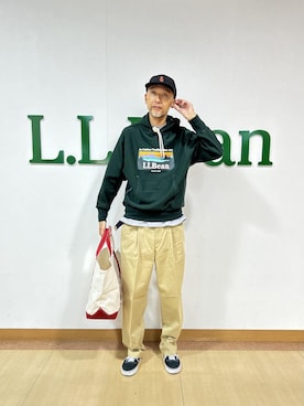「L.L.Bean（エルエルビーン）のアイテム（キャップ）」を使った、hinoshirouさん（メンズ・186cm）の秋コーディネート