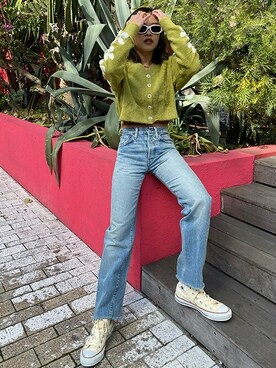 「Levi's（リーバイス）のアイテム（カーディガン/ボレロ）」を使った、リーバイス STAFF WOMENさん（レディース・159cm）の冬コーディネート