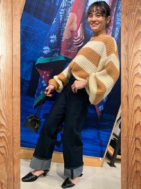 「Levi's（リーバイス）のアイテム（ニット/セーター）」を使った、リーバイス STAFF WOMENさん（レディース・156cm）の春コーディネート