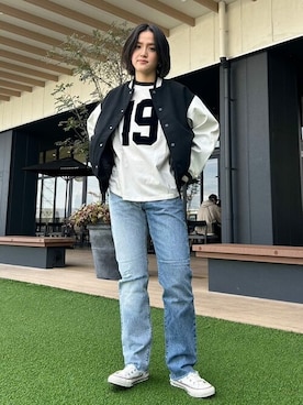 「Levi's（リーバイス）のアイテム（ブルゾン）」を使った、リーバイス STAFF WOMENさん（レディース・164cm）の春コーディネート