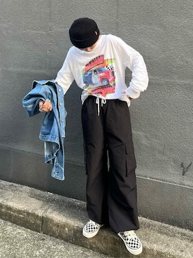 「Levi's（リーバイス）のアイテム（カーゴパンツ）」を使った、リーバイス STAFF WOMENさん（レディース・152cm）の春コーディネート