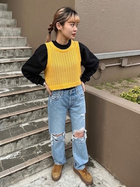 「Levi's（リーバイス）のアイテム（ベスト）」を使った、リーバイス STAFF WOMENさん（レディース・159cm）の春コーディネート