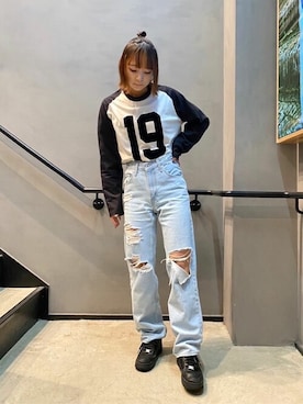 「Levi's（リーバイス）のアイテム（ブルゾン）」を使った、リーバイス STAFF WOMENさん（レディース・154cm）の春コーディネート