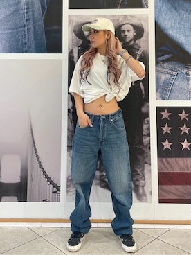 「Levi's（リーバイス）のアイテム（帽子）」を使った、リーバイス STAFF WOMENさん（レディース・167cm）の夏コーディネート