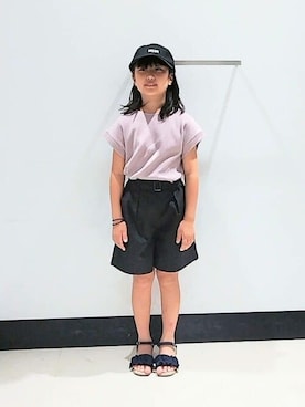 「ワッフルクルーネックＴ」｜avv_kidsstaffさん（キッズ・134cm）の夏コーディネート