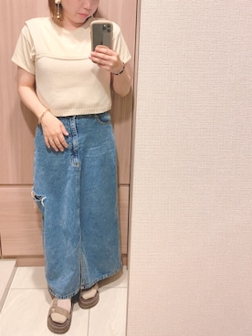 「しまむら（シマムラ）のアイテム（デニムスカート）」を使った、zuiさん（レディース・149cm）の秋コーディネート