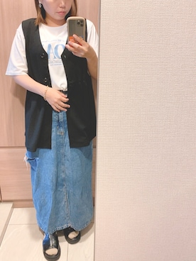 「しまむら（シマムラ）のアイテム（デニムスカート）」を使った、zuiさん（レディース・149cm）の秋コーディネート