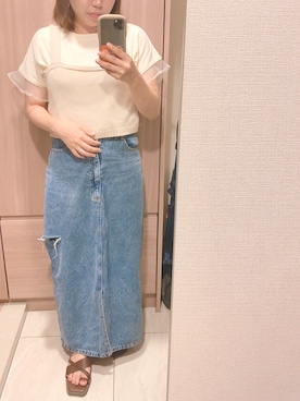 「しまむら（シマムラ）のアイテム（デニムスカート）」を使った、zuiさん（レディース・149cm）の秋コーディネート