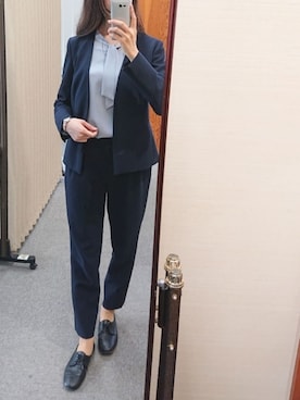 「ボウタイ」｜「アイテム（ノーカラージャケット）」を使った、lapinさん（レディース・167cm）の夏コーディネート