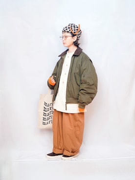 「アイテム（チノパンツ）」を使った、よちさん（レディース・158cm）の冬コーディネート