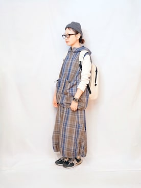 「アイテム（ベスト）」を使った、よちさん（レディース・158cm）の秋コーディネート