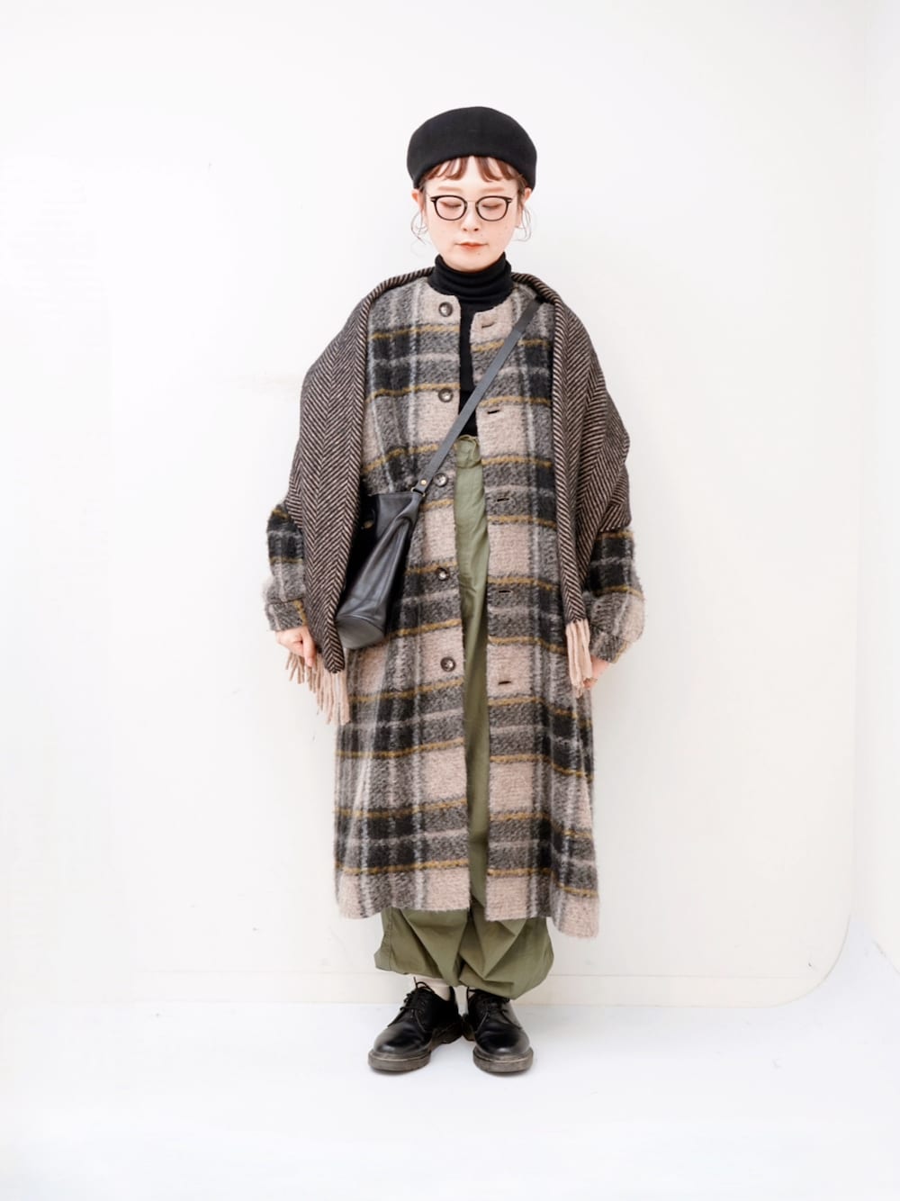 beams boy スライバータータンチェック ノーカラーコート