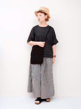「アイテム（腕時計、ブラウン系）」を使った、よちさん（レディース・157cm）の夏コーディネート