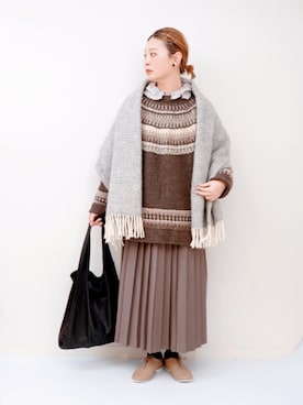 「TWEED MILL（ツイードミル）のアイテム」を使った、よちさん（レディース・157cm）の冬コーディネート