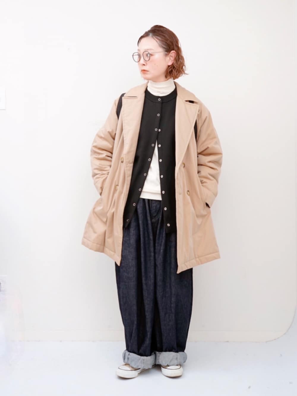 BEAMS BOY【ギャバ 中綿 ダブル コート】 BEAMS BOY（ビームスボーイ）の「BEAMS BOY / ギャバ 中綿 ダブル