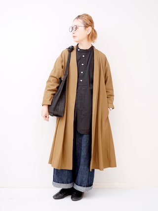 ◼︎美品◼︎yuni / 強撚ギャバ テントラインコート ブラック 1710410767_500.jpg