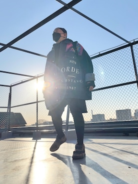 「アイテム（バックパック/リュック）」を使った、つーるはーさん（メンズ・166cm）の冬コーディネート