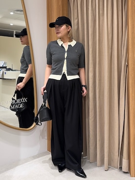 「CAPRICIEUX LE'MAGE（カプリシューレマージュ）のWストラップフラットシューズ（その他シューズ、ブラック系）」を使った、yabu_lemageさん（レディース・163cm）の春コーディネート