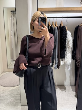 「CAPRICIEUX LE'MAGE（カプリシューレマージュ）のフレア袖アシメネックニット（ニット/セーター）」を使った、yabu_lemageさん（レディース・162cm）の秋コーディネート