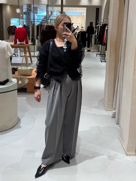 「CAPRICIEUX LE'MAGE（カプリシューレマージュ）の【1枚で着映え】チュールレイヤードカーディガン（カーディガン/ボレロ）」を使った、yabu_lemageさん（レディース・162cm）の秋コーディネート