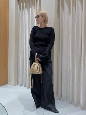 「CAPRICIEUX LE'MAGE（カプリシューレマージュ）のフレア袖アシメネックニット（ニット/セーター）」を使った、yabu_lemageさん（レディース・162cm）の秋コーディネート