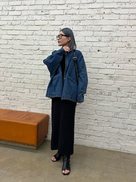「ラメスカート」｜「アイテム（ジャケット/アウター）」を使った、yabu_lemageさん（レディース・162cm）の冬コーディネート