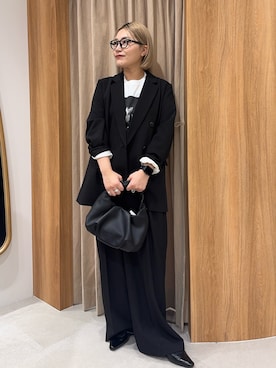 「CAPRICIEUX LE'MAGE（カプリシューレマージュ）のWストラップフラットシューズ（パンプス、ブラック系）」を使った、yabu_lemageさん（レディース・163cm）の春コーディネート