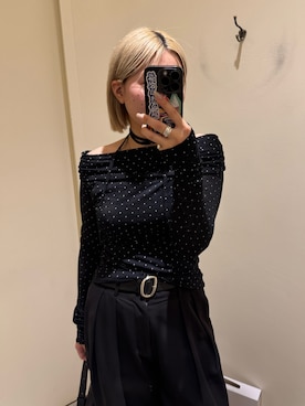 「CAPRICIEUX LE'MAGE（カプリシューレマージュ）のニュアンスバックルベルト（ベルト、ブラック系）」を使った、yabu_lemageさん（レディース・163cm）の夏コーディネート
