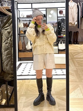 「アイテム（ポロシャツ）」を使った、MIKUさん（レディース・150cm）の秋コーディネート