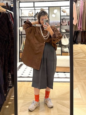 「LOWRYS FARM（ローリーズファーム）のパールタレンネックレス　249411（ネックレス）」を使った、MIKUさん（レディース・150cm・30代）の秋コーディネート