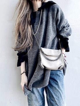 「GRL（グレイル）のチェーンフラップショルダーバッグ（ショルダーバッグ）」を使った、Lilyさん（レディース・160cm）の冬コーディネート