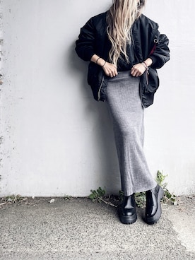 「GRL」｜「アイテム（MA-1）」を使った、Lilyさん（レディース・160cm）の秋コーディネート