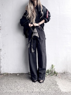「ペインターパンツ」｜「アイテム（MA-1）」を使った、Lilyさん（レディース・160cm）の秋コーディネート