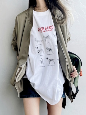 「ゴールドアクセ」｜「アイテム（MA-1）」を使った、Lilyさん（レディース・160cm）の春コーディネート