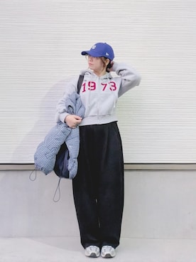 「アイテム（スウェットパンツ）」を使った、yakkoさん（レディース・152cm）の冬コーディネート