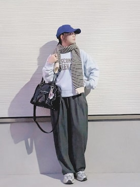 「アイテム（マフラー）」を使った、yakkoさん（レディース・152cm）の秋コーディネート